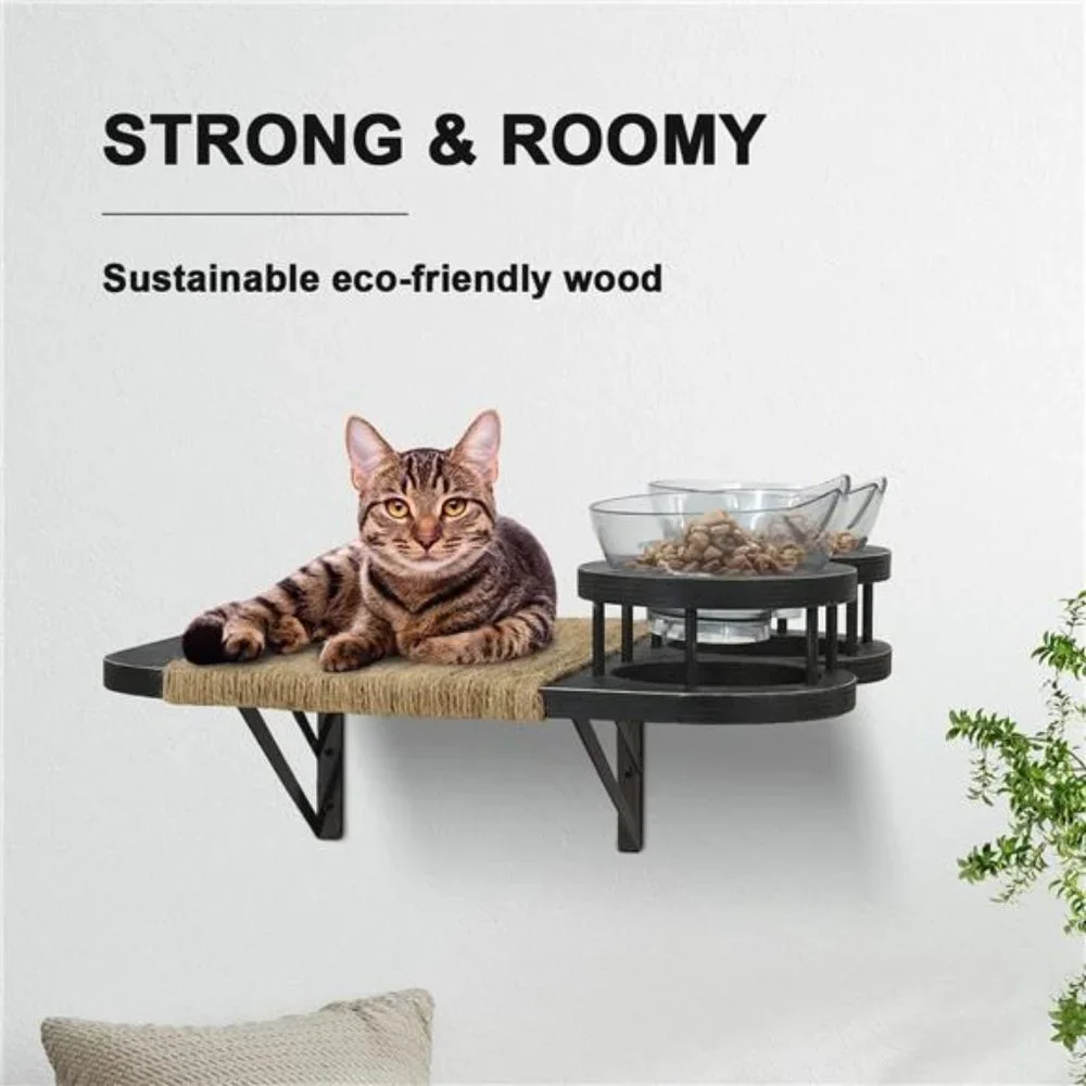 Cat Hammock Cat Wall Shelves with 3Steps,Cat Shelves and Perches with Food Shelf